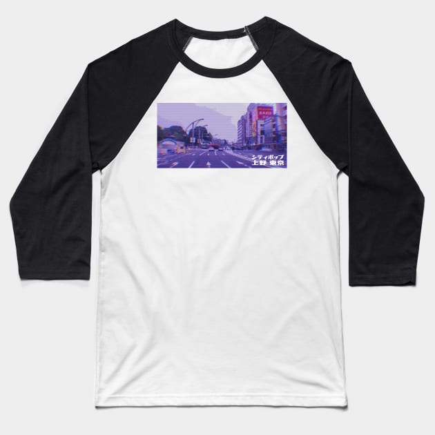 Japanese city pop art series 2 - Ueno Tokyo Japan in - retro aesthetic - Vaporwave style Baseball T-Shirt by FOGSJ